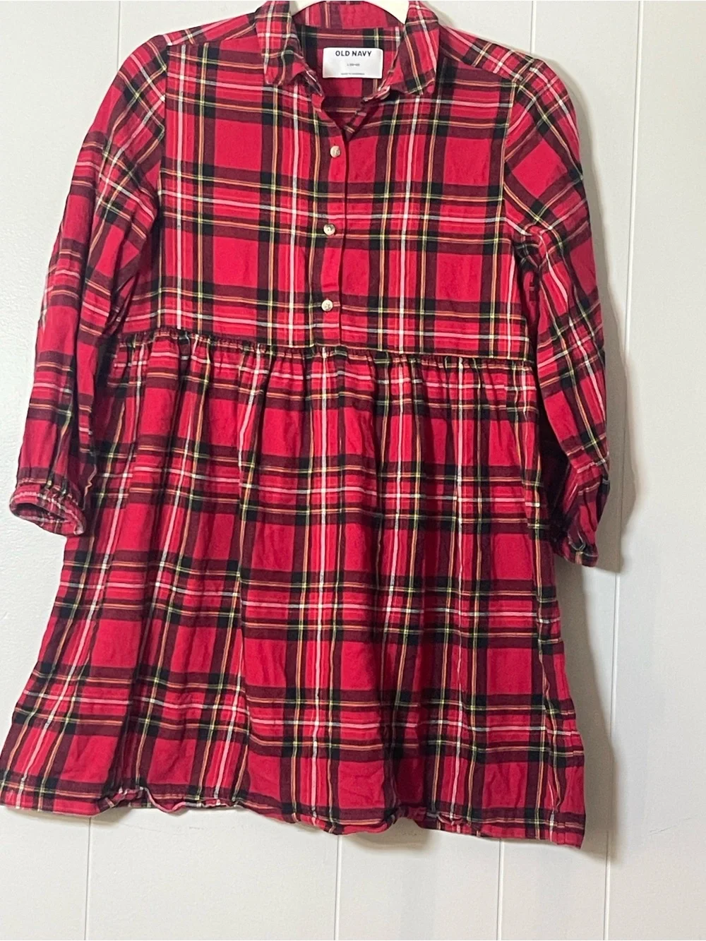 Old Navy Red Black Plaid Button-Up Shirt